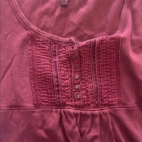 Vintage Old Navy Y2K Cotton Burgundy Red Babydoll Long Sleeve Top Medium - Picture 3 of 6